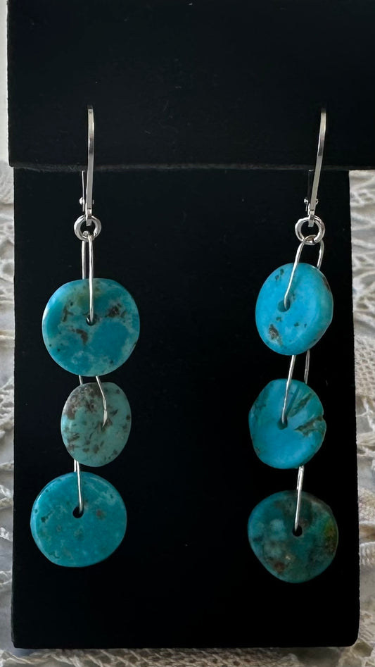 Turquoise floating disc earrings