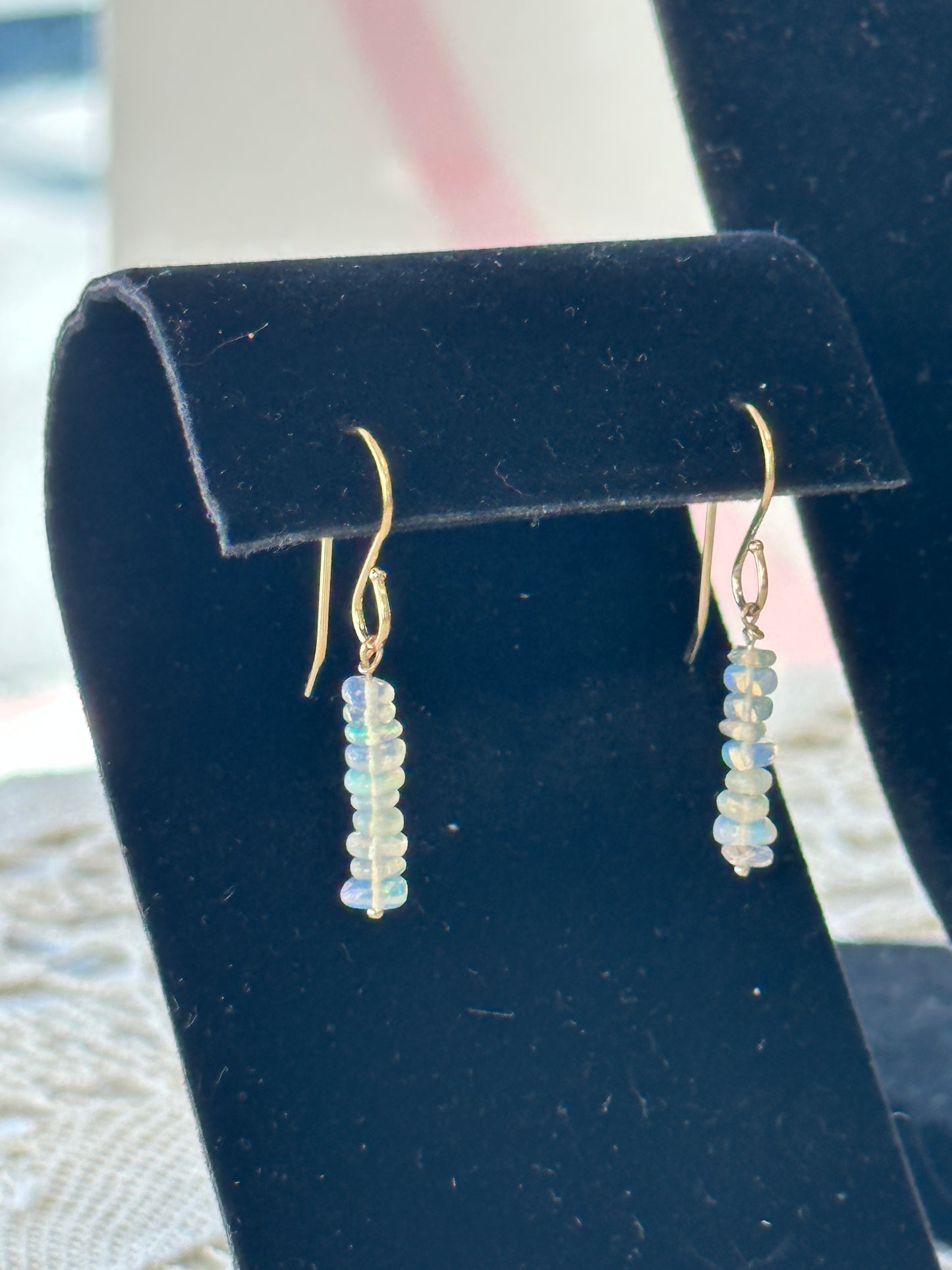 Ethiopian Opal long bead drop earrings