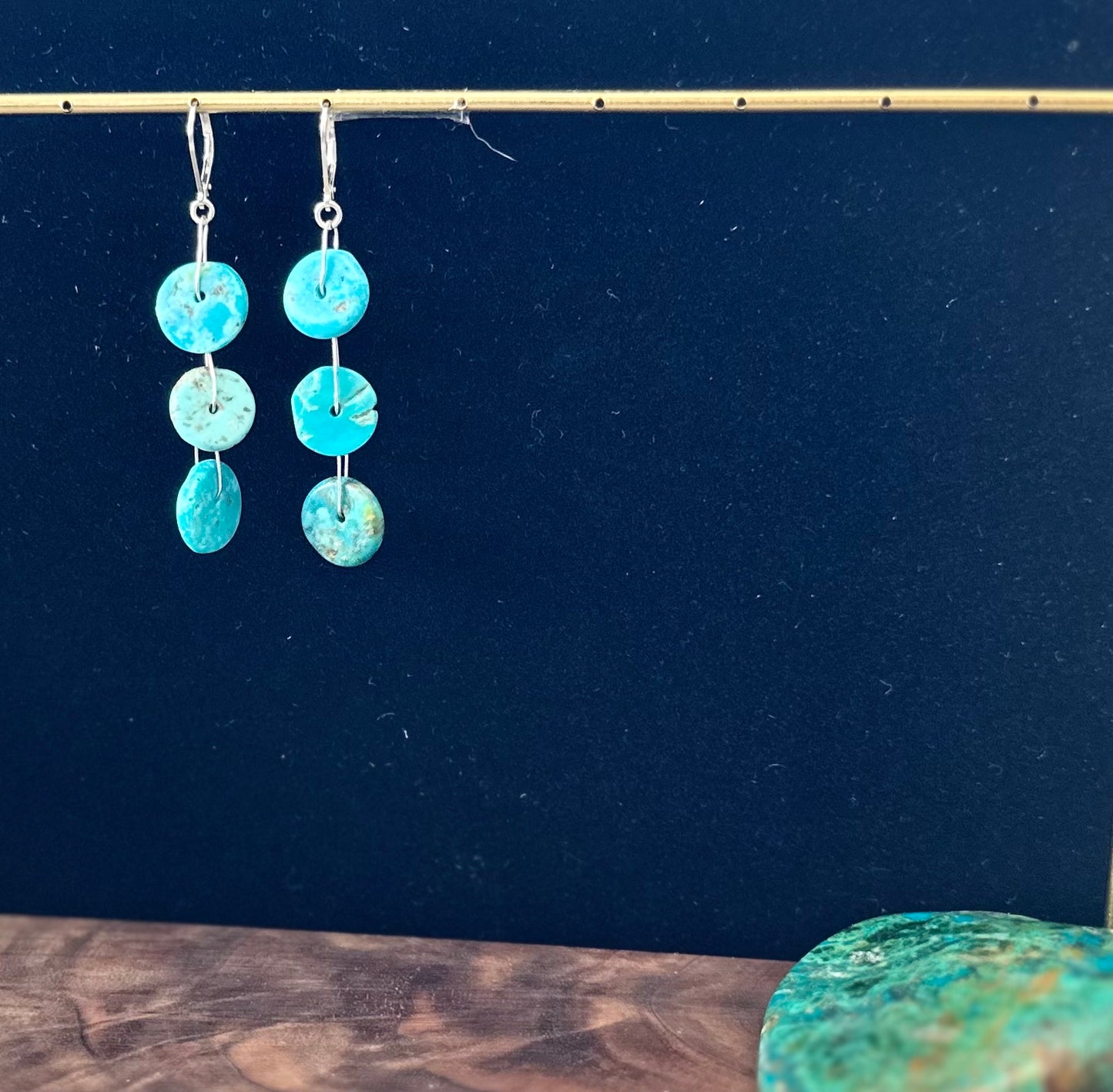 Turquoise floating disc earrings