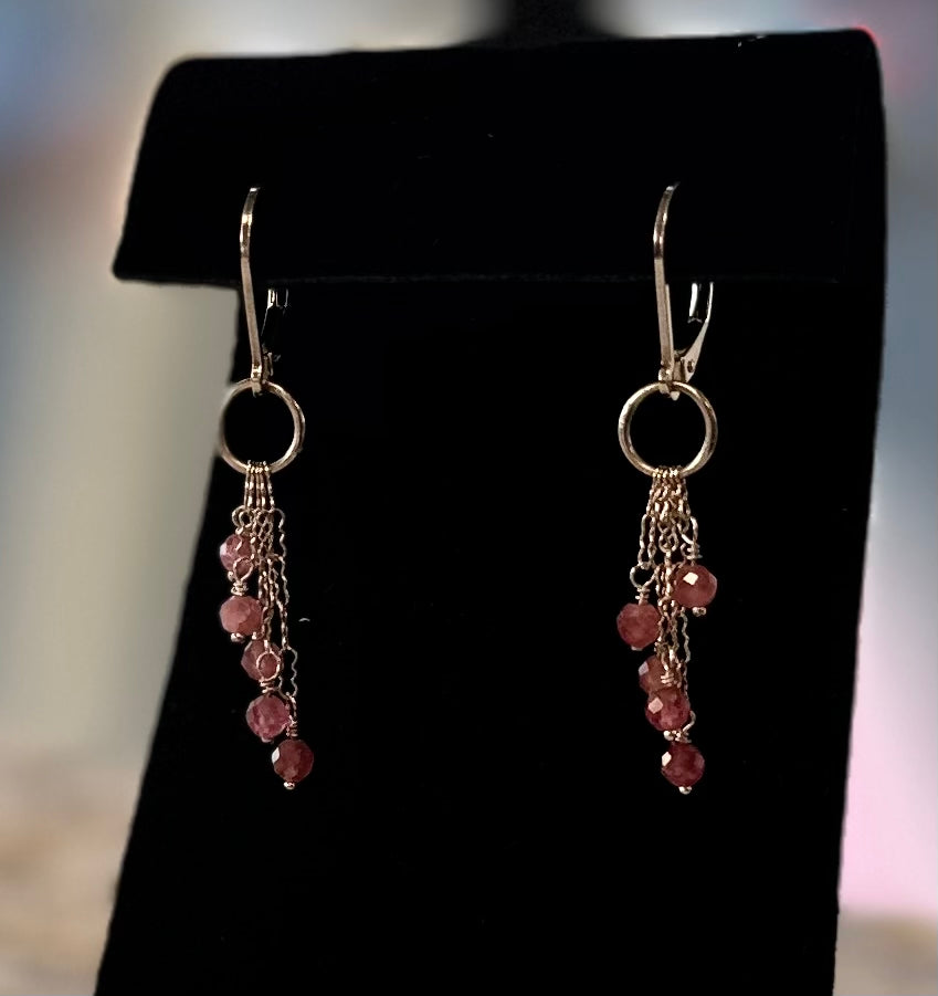 Pink Sapphire Silver Chandelier earrings