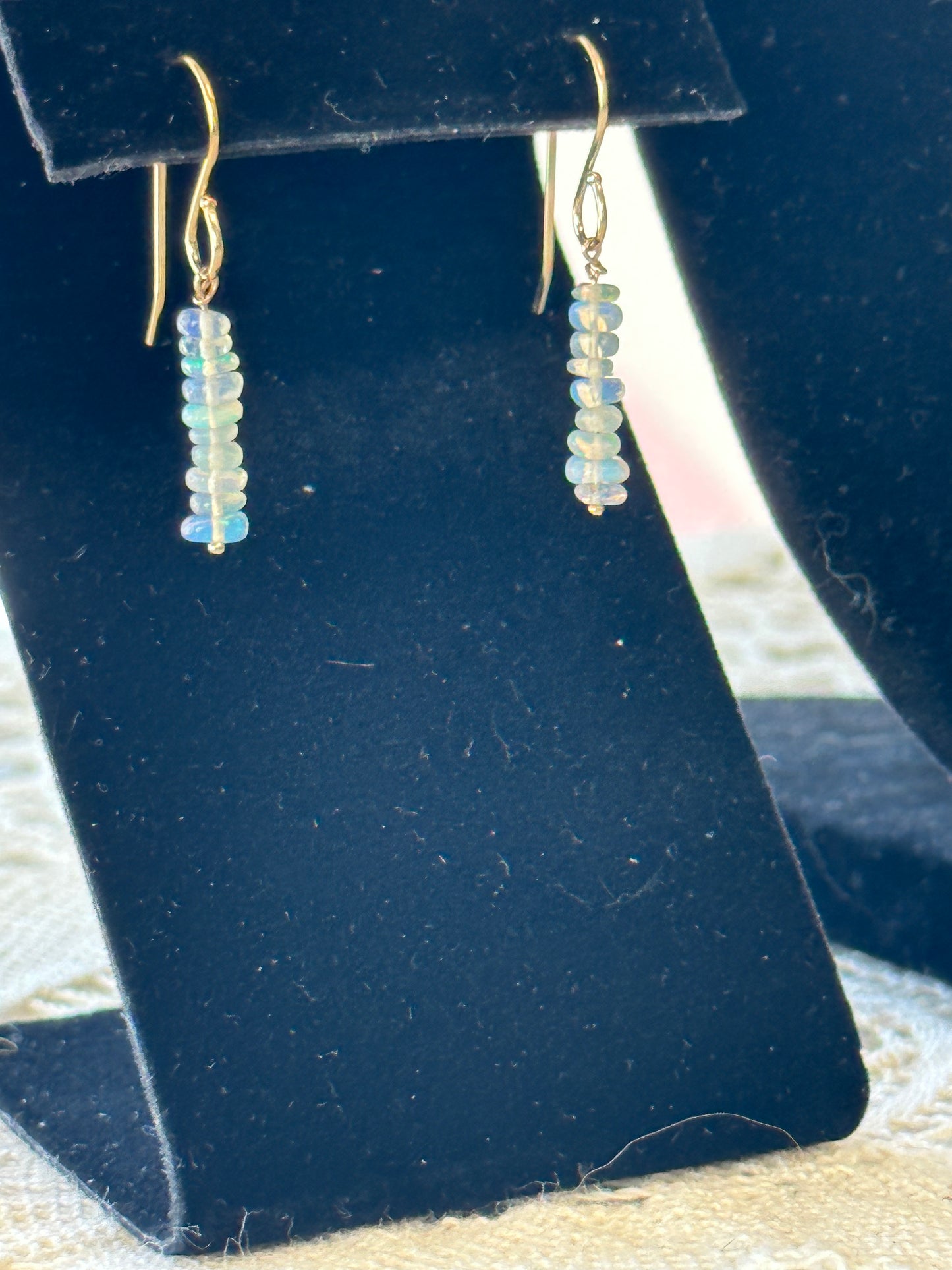 Ethiopian Opal long bead drop earrings