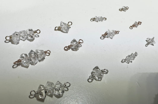 Herkimer Diamond (3-5mm) bead/connectors for jewelry-making